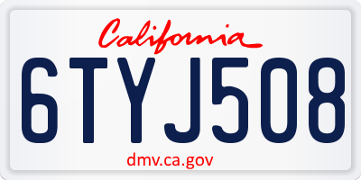 CA license plate 6TYJ508