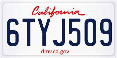 CA license plate 6TYJ509
