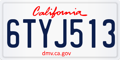 CA license plate 6TYJ513