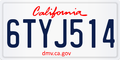 CA license plate 6TYJ514