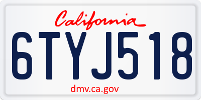 CA license plate 6TYJ518