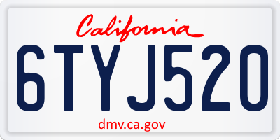 CA license plate 6TYJ520