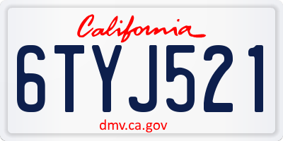CA license plate 6TYJ521