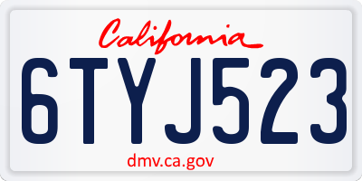 CA license plate 6TYJ523