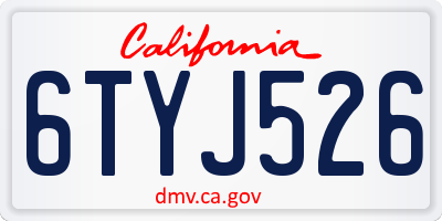 CA license plate 6TYJ526