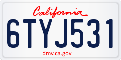 CA license plate 6TYJ531