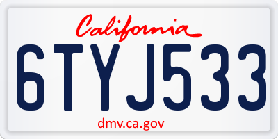 CA license plate 6TYJ533