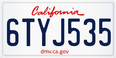 CA license plate 6TYJ535