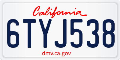CA license plate 6TYJ538