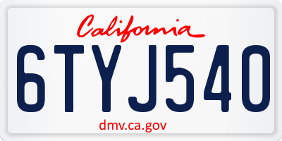 CA license plate 6TYJ540