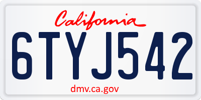 CA license plate 6TYJ542