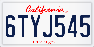 CA license plate 6TYJ545