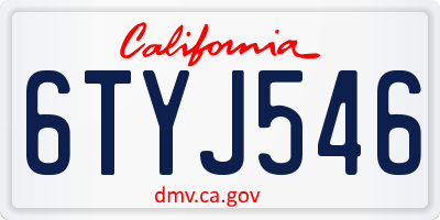 CA license plate 6TYJ546