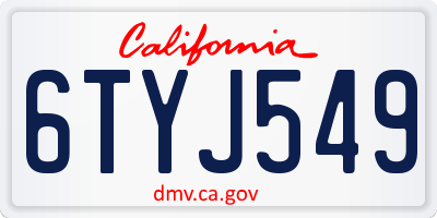 CA license plate 6TYJ549