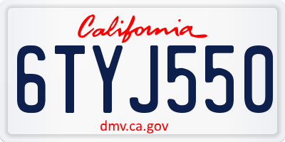 CA license plate 6TYJ550