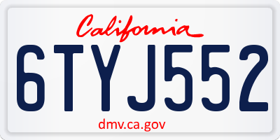 CA license plate 6TYJ552