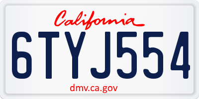 CA license plate 6TYJ554
