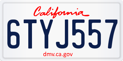 CA license plate 6TYJ557