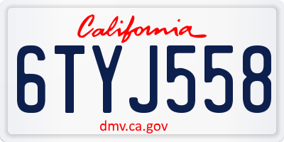 CA license plate 6TYJ558