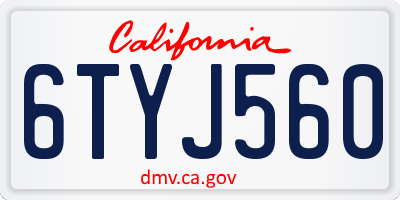 CA license plate 6TYJ560
