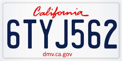 CA license plate 6TYJ562
