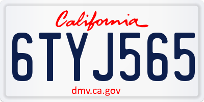 CA license plate 6TYJ565