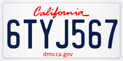 CA license plate 6TYJ567
