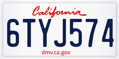 CA license plate 6TYJ574