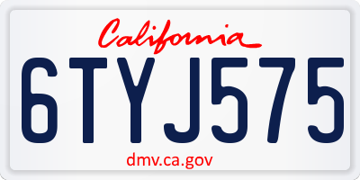 CA license plate 6TYJ575
