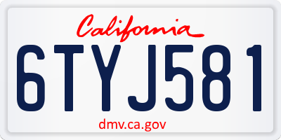 CA license plate 6TYJ581