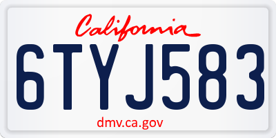 CA license plate 6TYJ583