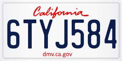 CA license plate 6TYJ584