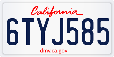 CA license plate 6TYJ585