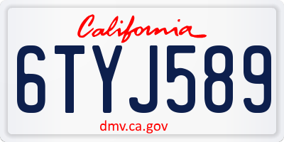 CA license plate 6TYJ589