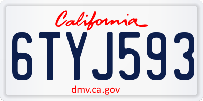 CA license plate 6TYJ593