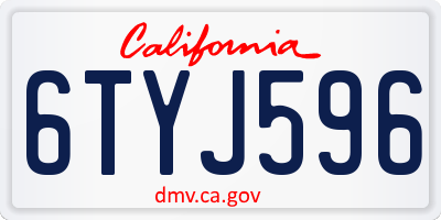 CA license plate 6TYJ596