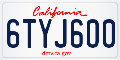 CA license plate 6TYJ600