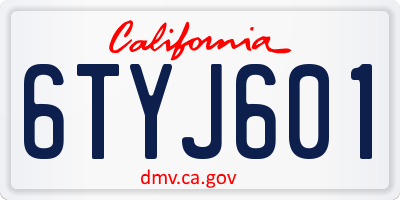 CA license plate 6TYJ601