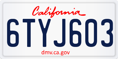 CA license plate 6TYJ603