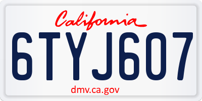CA license plate 6TYJ607