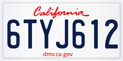 CA license plate 6TYJ612
