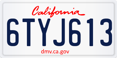 CA license plate 6TYJ613