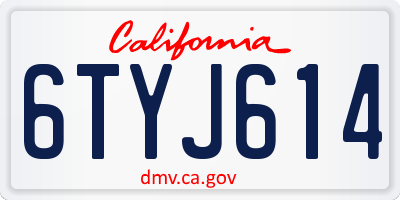 CA license plate 6TYJ614