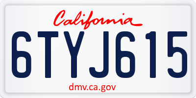 CA license plate 6TYJ615