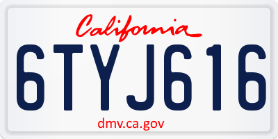 CA license plate 6TYJ616