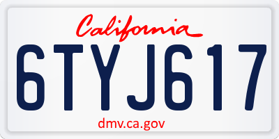 CA license plate 6TYJ617