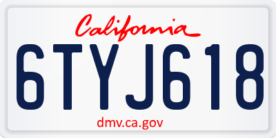 CA license plate 6TYJ618