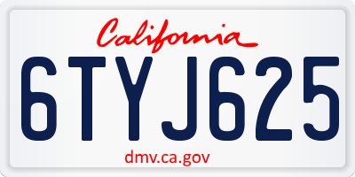 CA license plate 6TYJ625