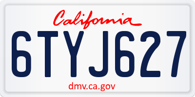 CA license plate 6TYJ627