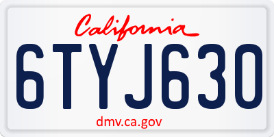 CA license plate 6TYJ630